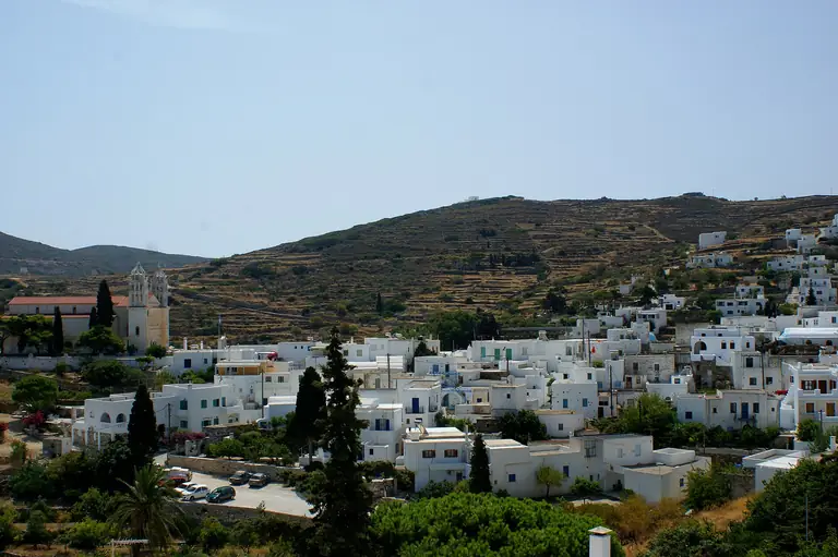 The white village of Lefkes in the hills of Paros.